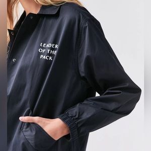 Urban Outfitters BDG Longline Coach Jacket Leader of the Pack Size S Navy